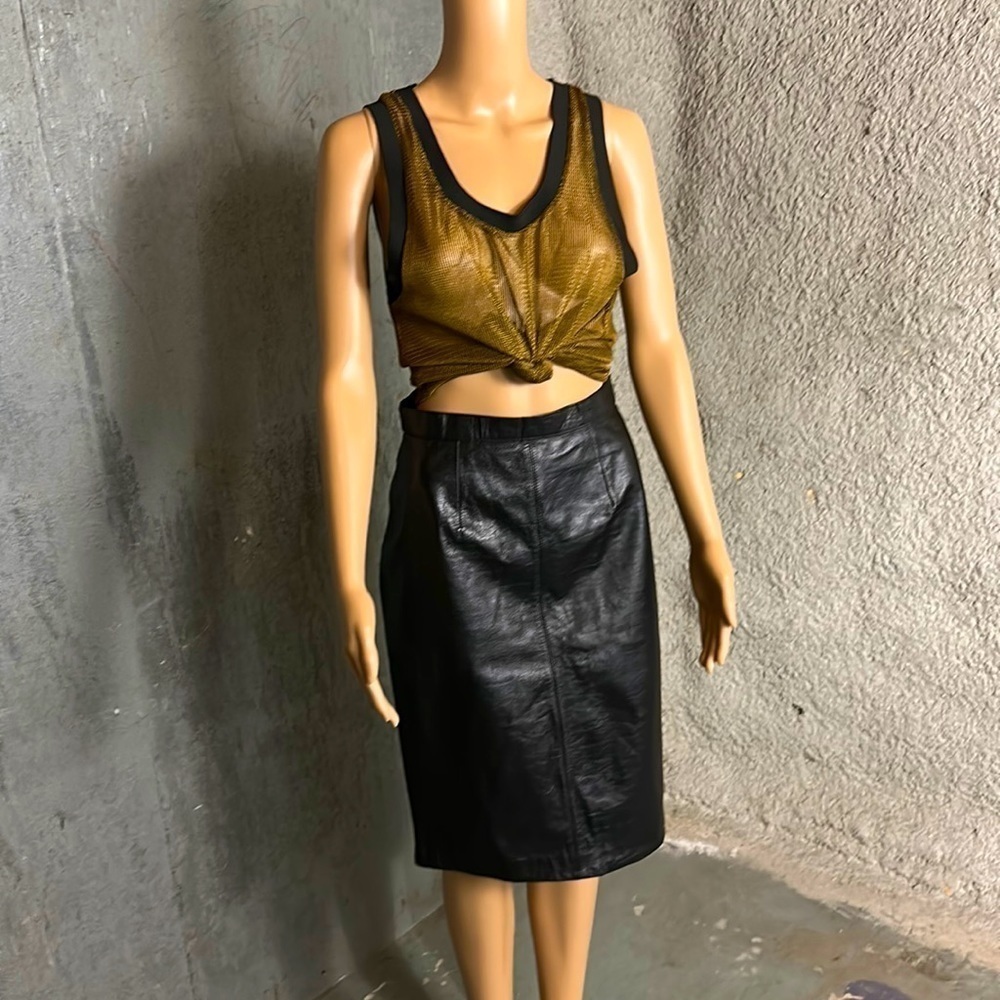 Vintage Genuine Leather Pencil Skirt, fits S